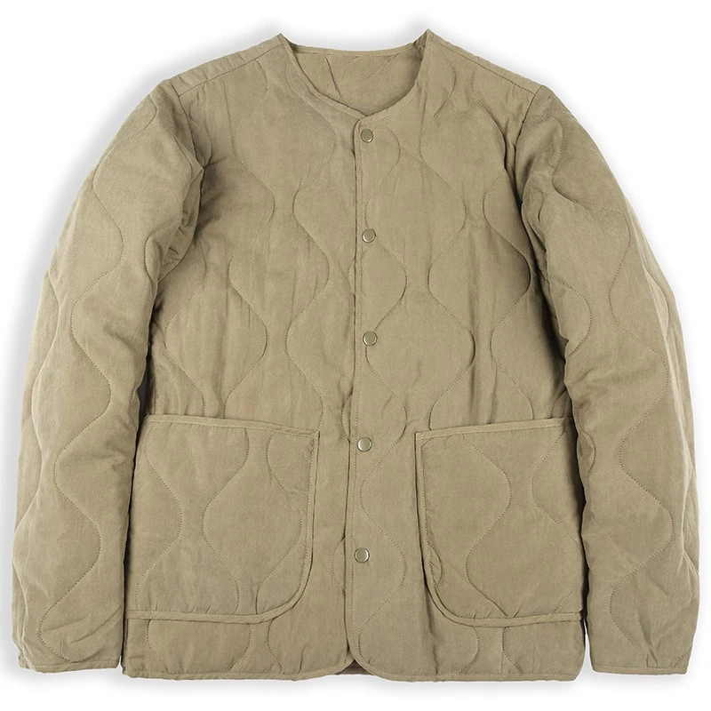 Зимняя стеганая куртка в стиле ретро мужская без воротника с хлопковой