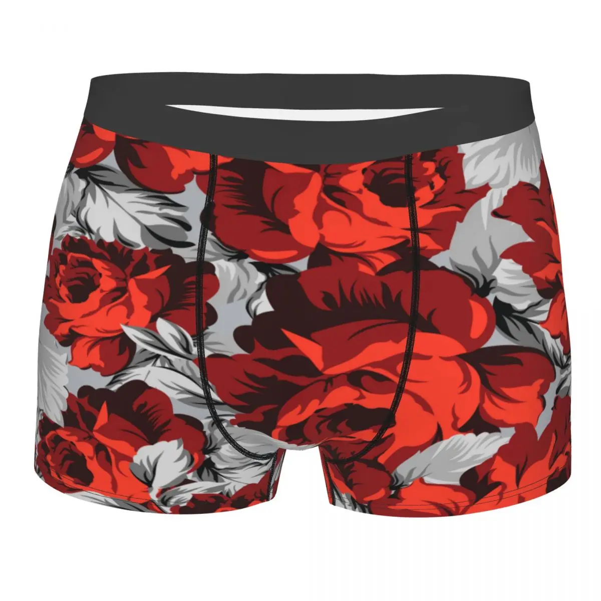 

Mens Boxer Sexy Underwear Red Roses Underpants Male Panties Pouch Short Pants