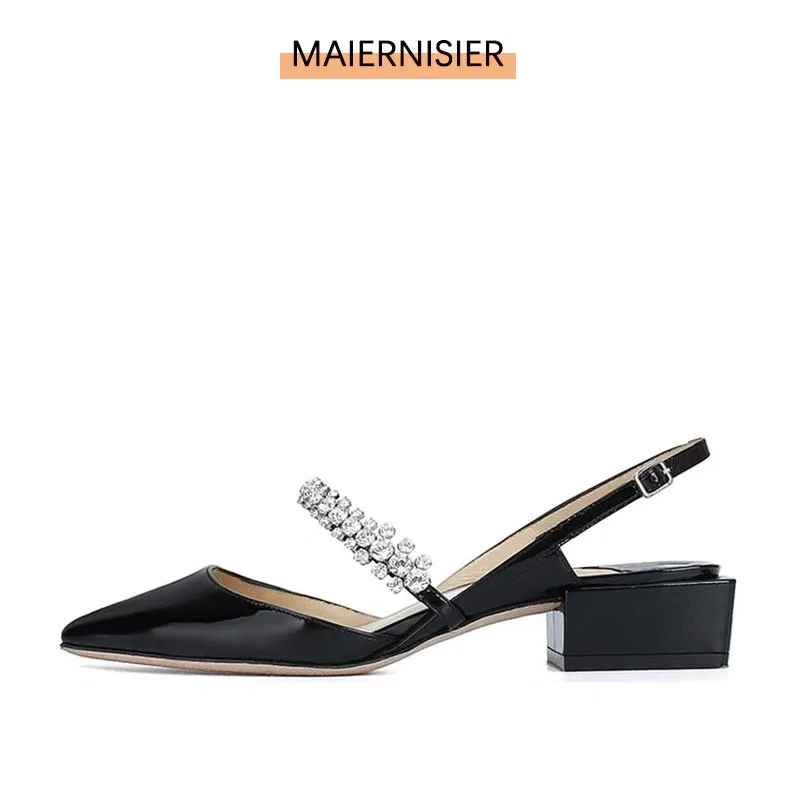 

Rhinestone Mary Jane Shoes Women Brand Design Chunky Heel Mid Heel Sandals Women 2022 Spring Sparkling Wedding Party Shoes Women