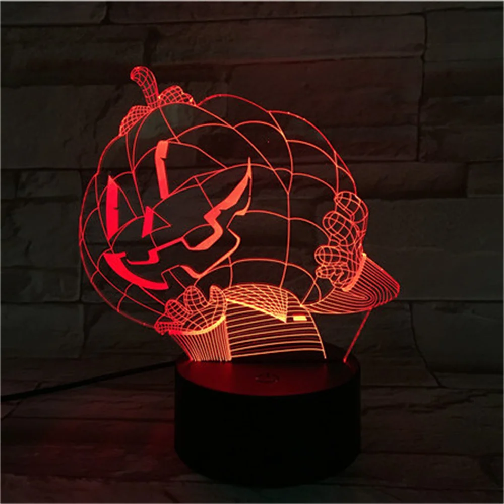 

Ночник-фонарь в виде тыквы, украшение для Хэллоуина, подарок, настольная лампа с 3D иллюзией, ночсветильник для спальни с сенсорным датчиком, ночник