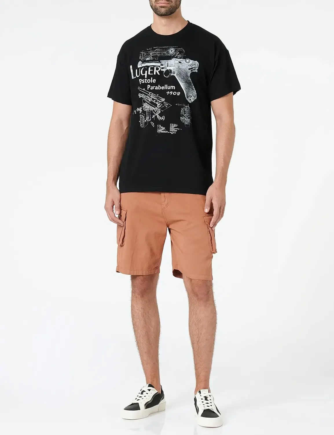 Лакированная футболка с немецким пистолетом Luger Parabellum времен Второй мировой