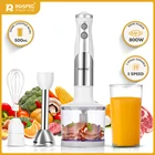 Многофункциональный ручной блендер ROSPEC 4 в 1, Миксер с подставкой для продуктов, Электрический измельчитель для овощей и мяса, венчик для яиц