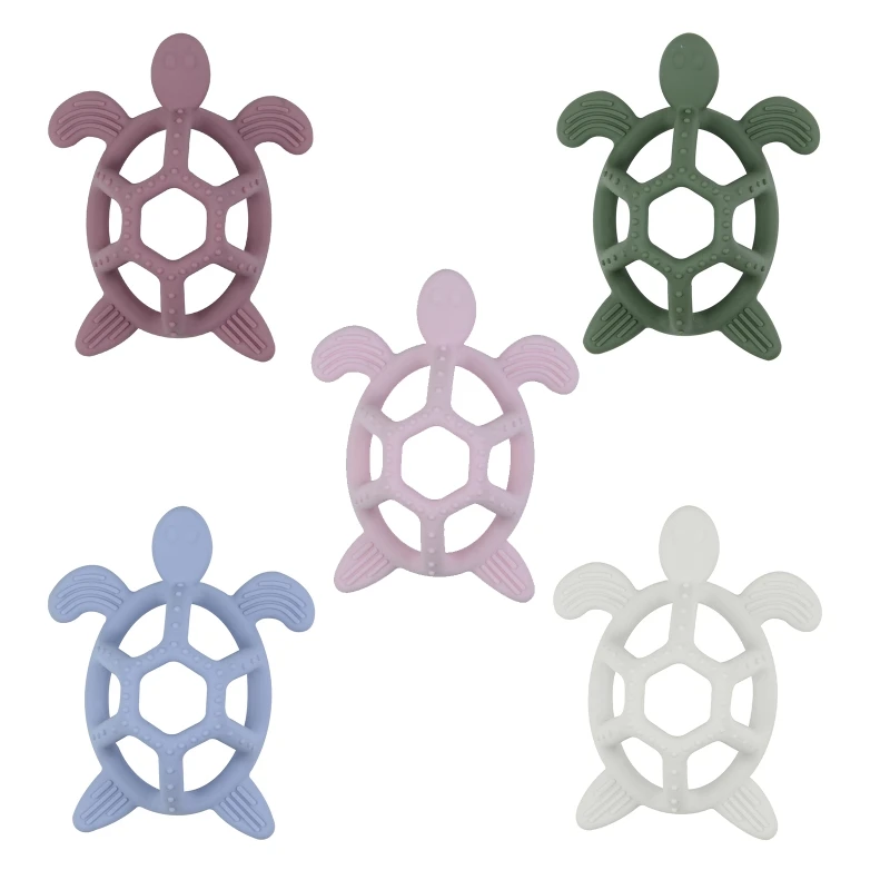 

Cartoon Cute Animal Sea for Turtle Shape Teething Ring Baby Teether Silicone Beads Soother Molar Nursing Toy Pacifier Chain for