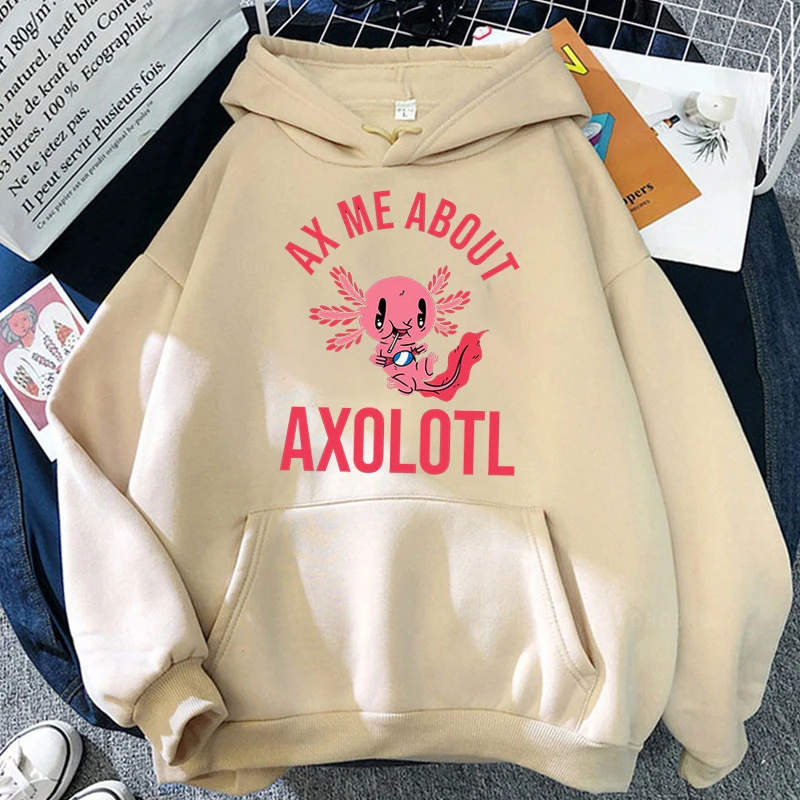 

Ax Me about Axolotl Cute Kawaii Mexican Fish Ocean O-Neck Hoodies Axolotl Hoodies Men Sweatshirts Women Casual Sportswears 2022