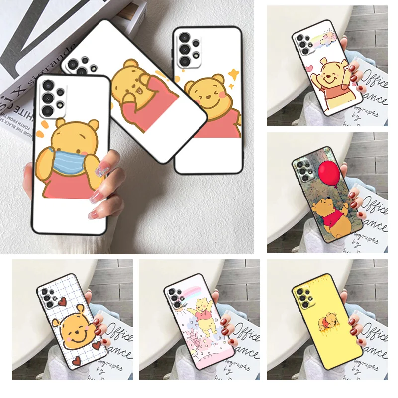 

Beautiful winnie the pooh For Samsung A91 A81 A73 A72 A71 A54 A53 A52S A51 A42 A41 A34 A33 A21 A31 A23 lite Black Cover