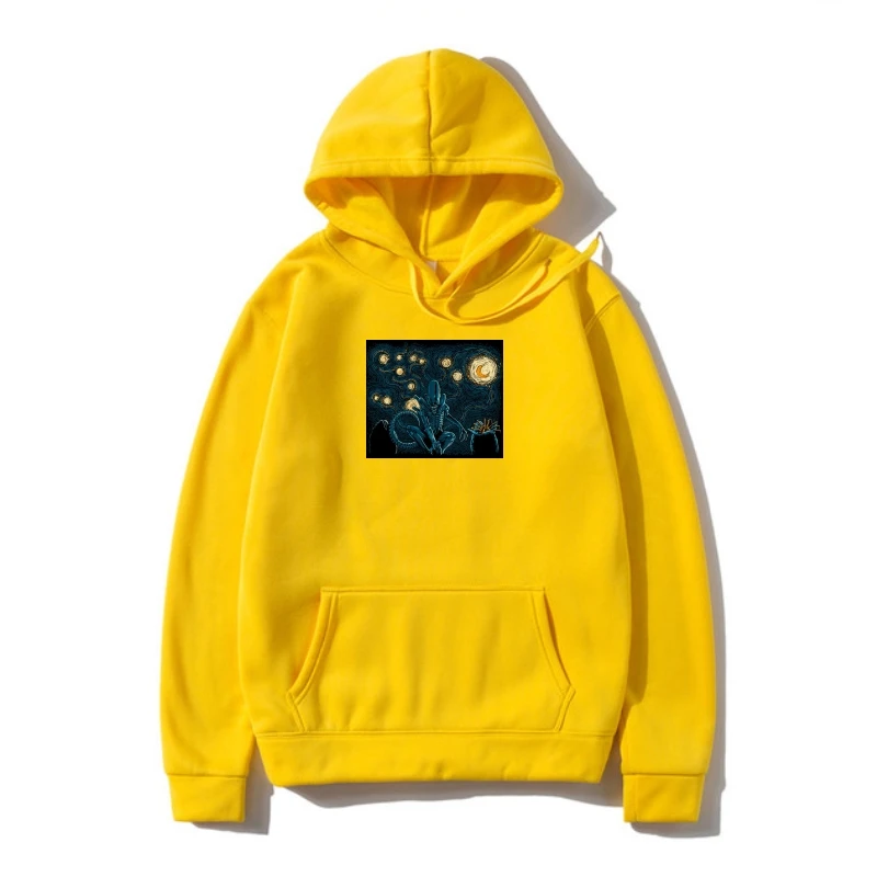 

Худи Alien Facehugger Xenomorph In A Starry Nigh Van Gogh карикатура черная верхняя одежда юмористическое худи