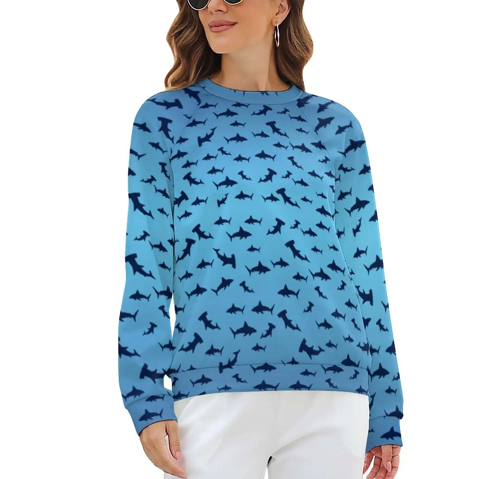 

Shark Art Print Casual Hoodies Autumn Hammerhead Sharks Funny Hoodie Women Long Sleeve Oversized Fashion Sweatshirts