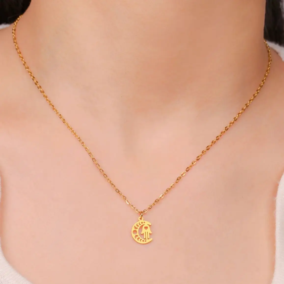 Ожерелье LIKGREAT с арабскими хамсой для женщин и мужчин амулет полумесяцем луной