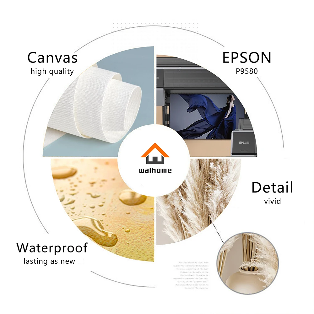 Постер с бежевым пейзажем озера лодки тростника пампаса трава Бохо декоративные