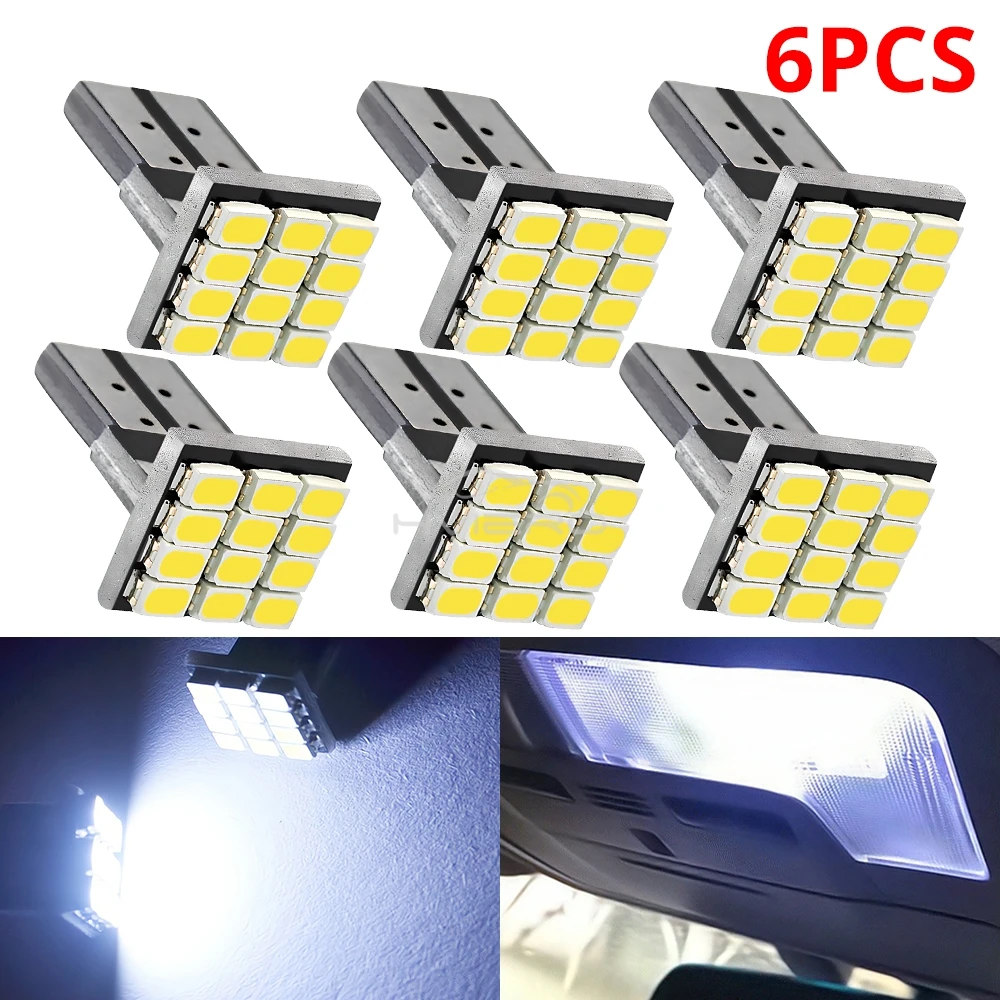 

2/4/6/10/20X T10 W5W 12SMD 1206 Номерный знак Угловая резервная купольная дверная лампа Клиновой белый светодиод 12 В Canbus декодер Автомобильный внешний свет