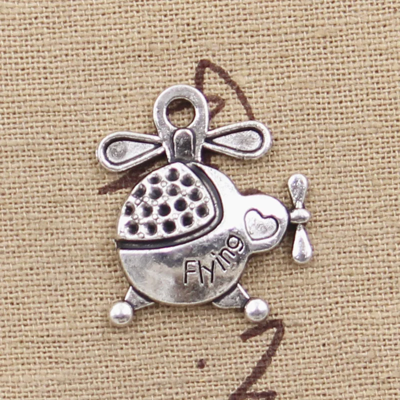 10 шт. Подвески Летающий вертолет самолёт 26x22 мм антикварное искусственное украшение своими руками цвет