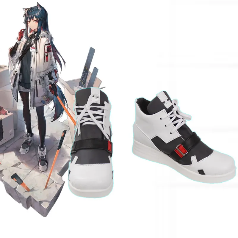 

Arknights Texas Winter Black White Shoes Cosplay Long Boots Leather Custom Made For Party Christmas Halloween cosplay shoes