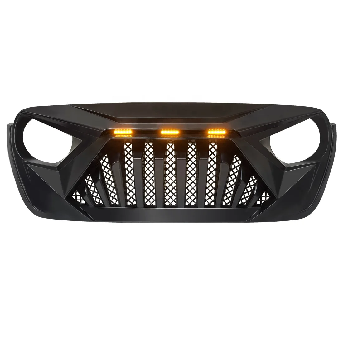 

Goliath Grille With Amber Led Running Lights For 18-23 Jeep Wrangler Jl & Gladiator Jt - Matte Black
