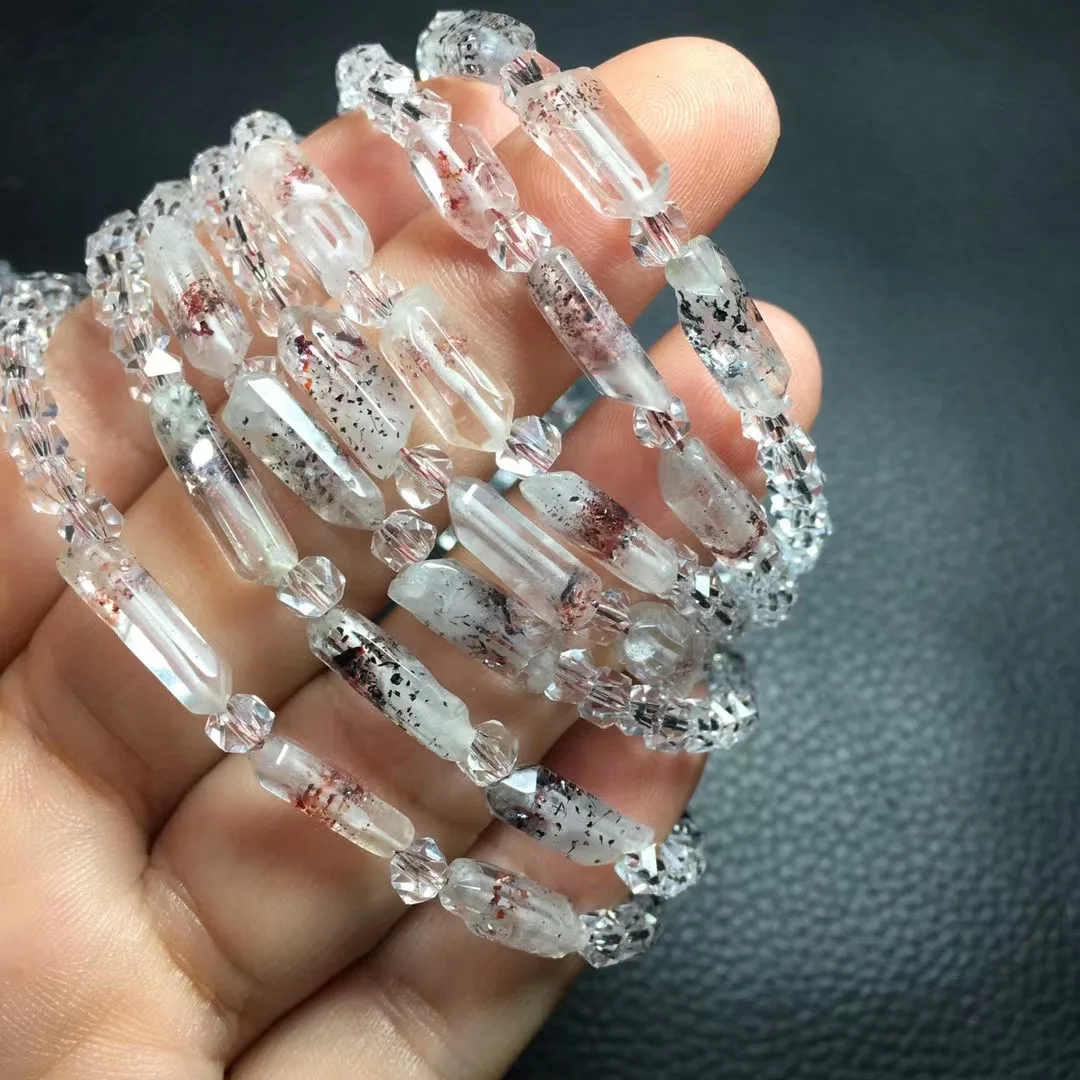 

1 Pc Fengbaowu Natural Faceted Rock Quartz Super 7 Bracelet Crystal Reiki Healing Stone 925 Sterling Silver Fashion Jewelry Gift