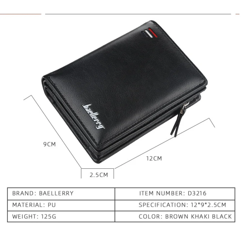 Men's New Zipper Short Wallets Multi-Card Slot Fashion Vertical Mini Snap ID Credit Card Holders Coin Purses For Men Money Bags