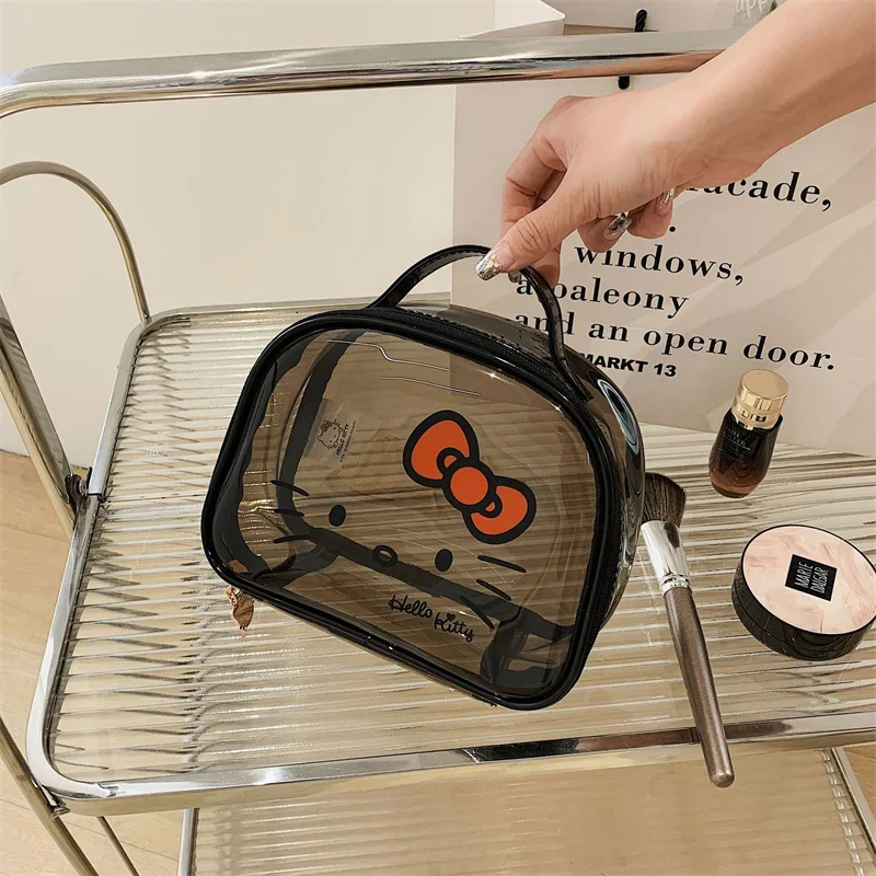 Прозрачная сумочка Kawaii Hello Kitty вместительная сумка из ПВХ для хранения косметики