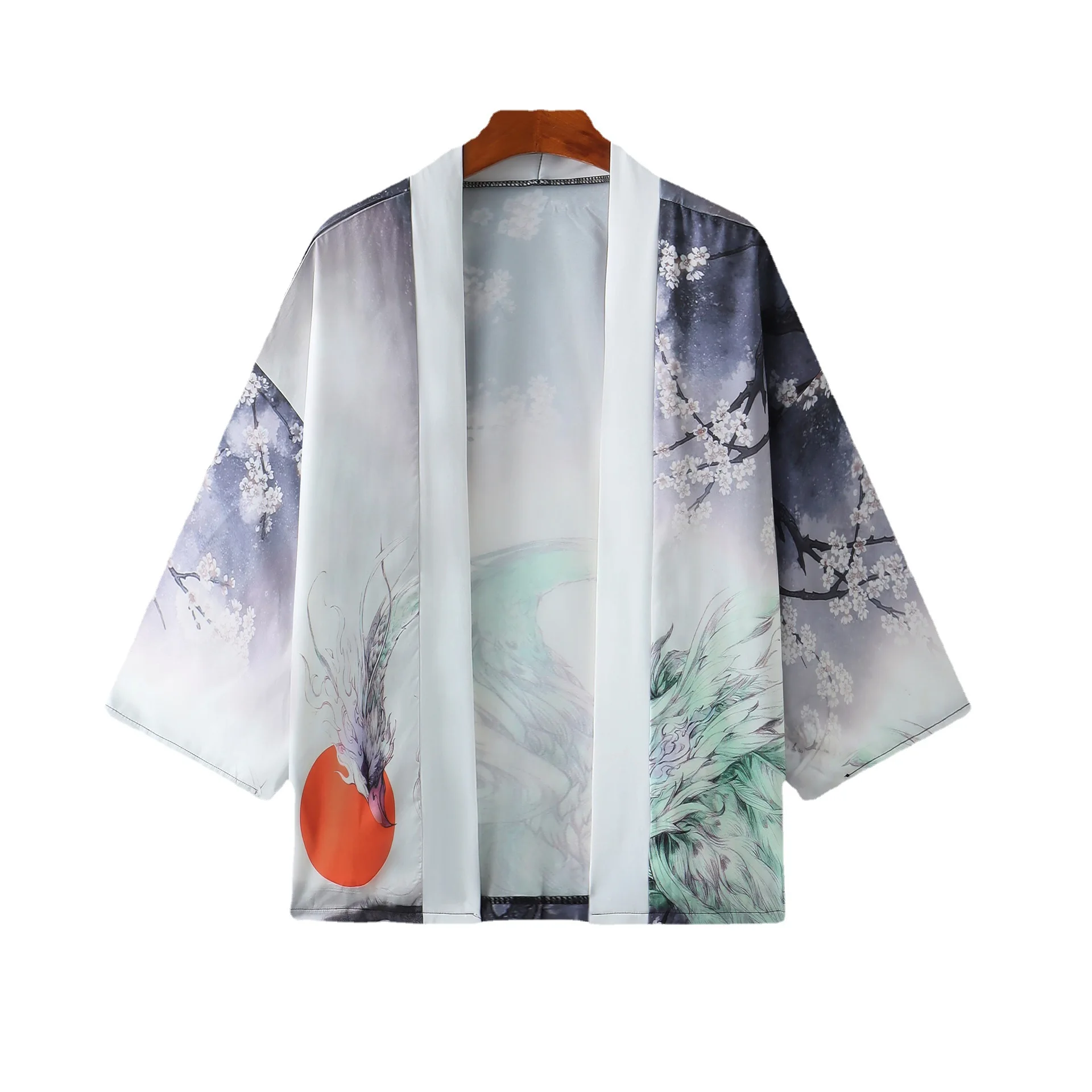 Chinese Style Couple Hanfu Retro Tang Suit Kimono Print Cardigan Thin Spring Summer New Men Casual Home Bathrobe Robe S-XL