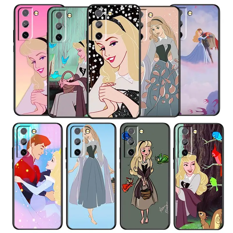 Sleeping Beauty Phone Case For Samsung Galaxy S22 S21 S20 S10 S10e S9 S8 S7 PRO Ultra Plus FE Lite Black luxury Silicone Back