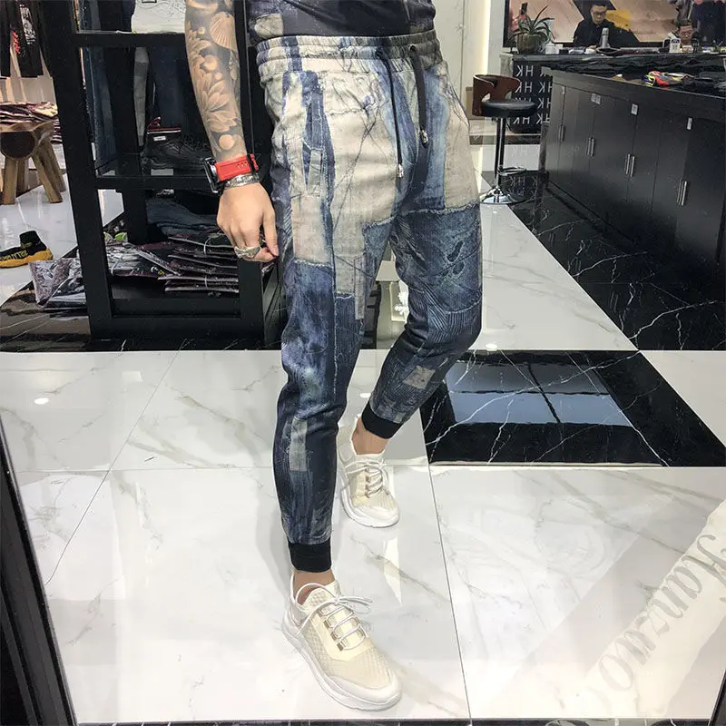 New men's summer short sleeve camouflage suit Korean fashion handsome casual printed pants two-piece set