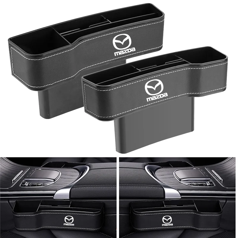 

Car Seat Gap Storage Box Leather Storage Box For Mazda 2 3 MS CX5 CX3 MX5 RX8 mobile phone wireless charging storage box