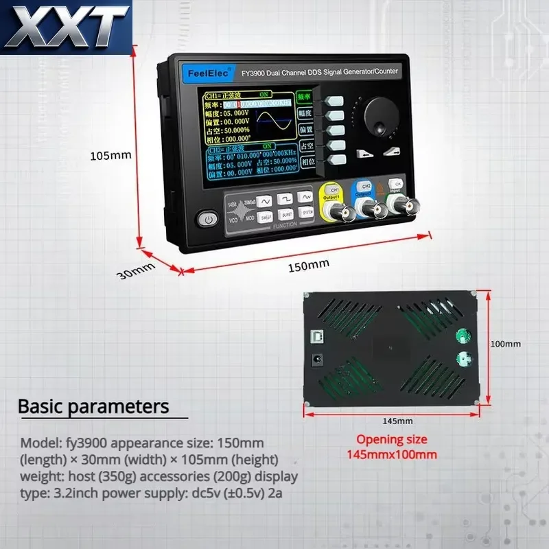 XXT TTLTES FY3900 250MSas Четыре TTL-выхода 510152030 МГц, синусоидальный сигнал, 14 бит, двухканальный, функцияпроизвольный сигнал (art.: 3920dc636e687) - 3920dc636e687