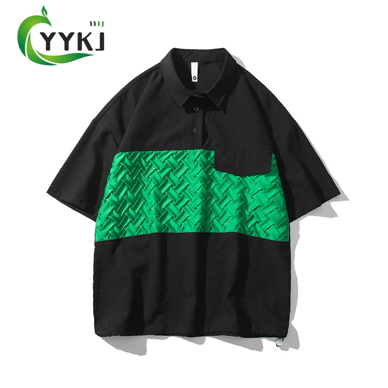 

Новинка лета 2022, свободная Мужская футболка контрастных цветов с коротким рукавом, дизайнерская нишевая футболка для подростков y2k