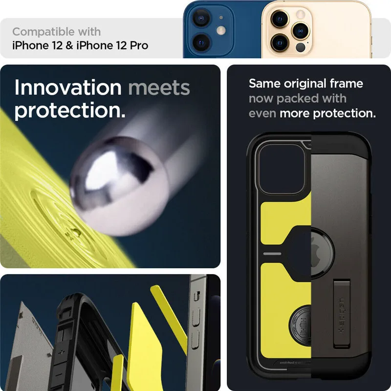Spigen Tough  Armor Bracket  Double Shell For Apple iPhone12 13 Pro Max Hidden Bracket For iPhone 14 Pro Max Multi Color Option