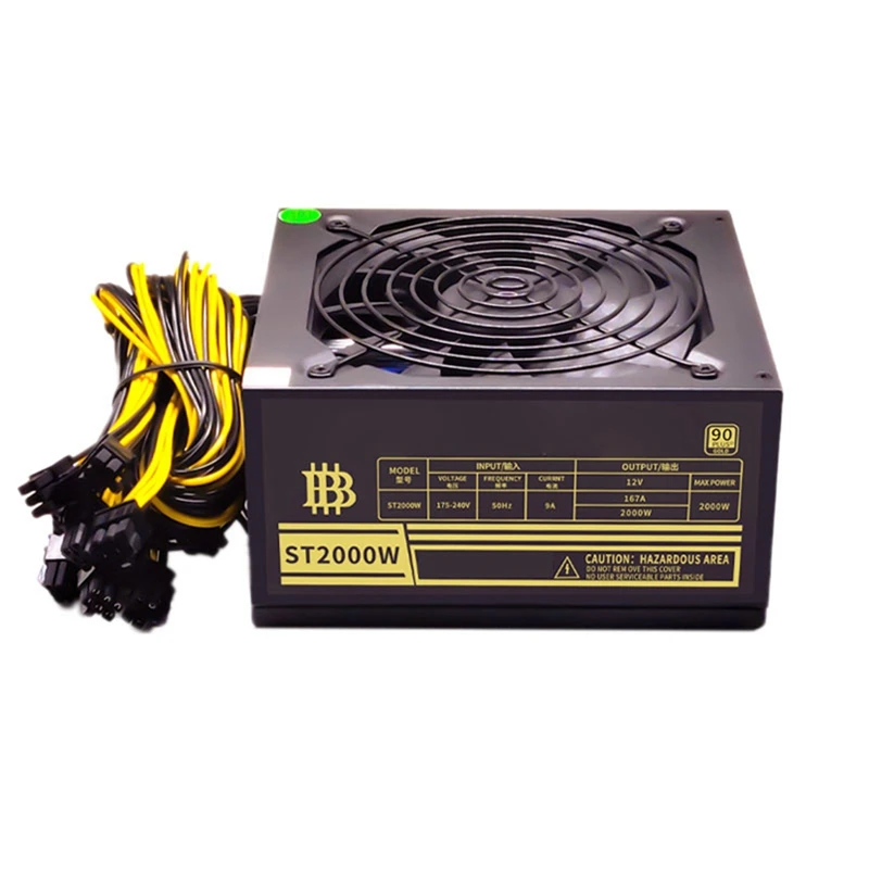 2000W ATX ETH Mining Bitcoin Power Supply 95% Efficiency Support for BTC Bitcoin Miner