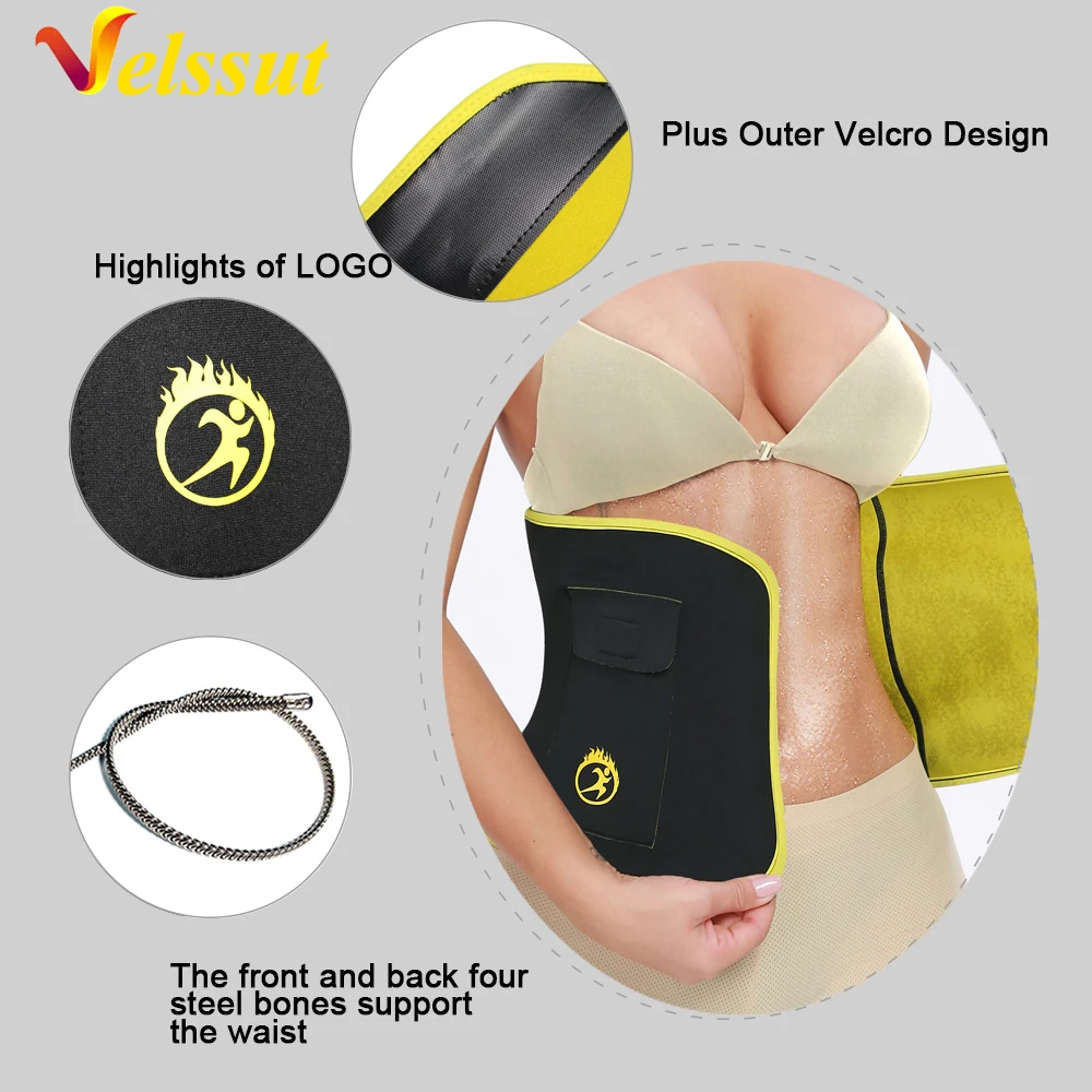 Velssut Women Slimming Waist Trainer Support Belt Neoprene Body Shapers Corset Fajas Weight Loss Sauan Sweat Girdle Shapewear