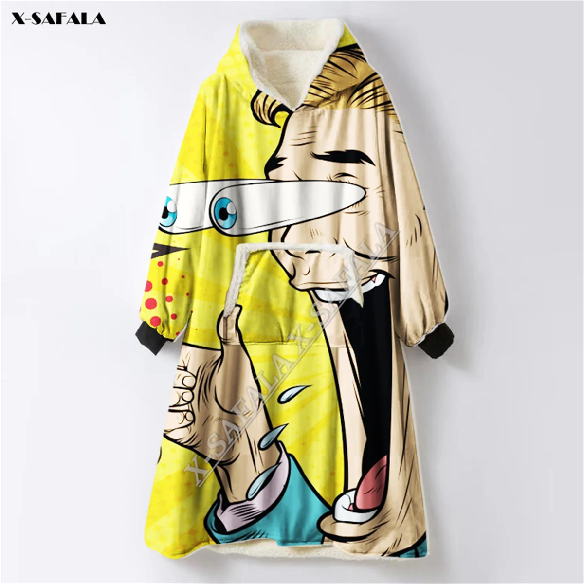 Colorful Painting Trippy 3D Print Oversized Thickened Hooded Wearable Blanket Hoodie Nightgown Cashmere Men Female Nightwear 1