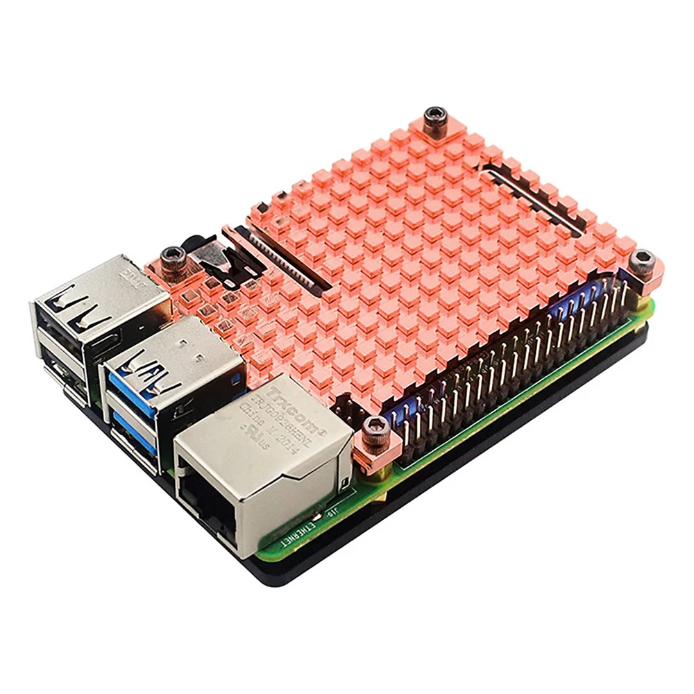 

Медная охлаждающая подставка RasPi/RPI, Теплопроводящая медная пластина для Raspberry Pi 4B, Охлаждающий радиатор с клеем
