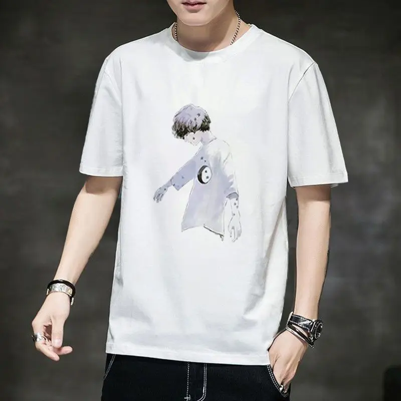 Мужская свободная футболка с круглым вырезом коротким рукавом