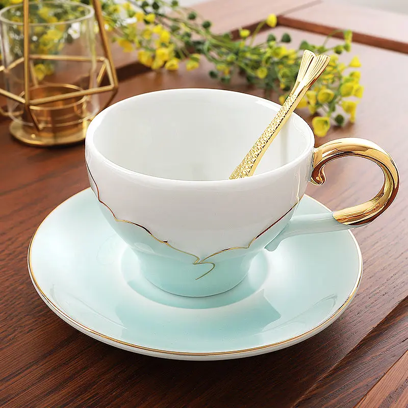 

ceramic small coffee cup set British small luxury afternoon tea cup and saucer bone china single tazzine caffe drinkware cups