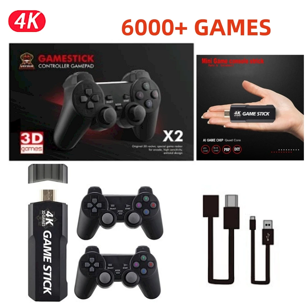 

Видеоигра Stick 4K консоль 32 Гб 64 Гб 128 ГБ встроенные 15000 + 30000 + 40000 + игры многоязычный игровой хост