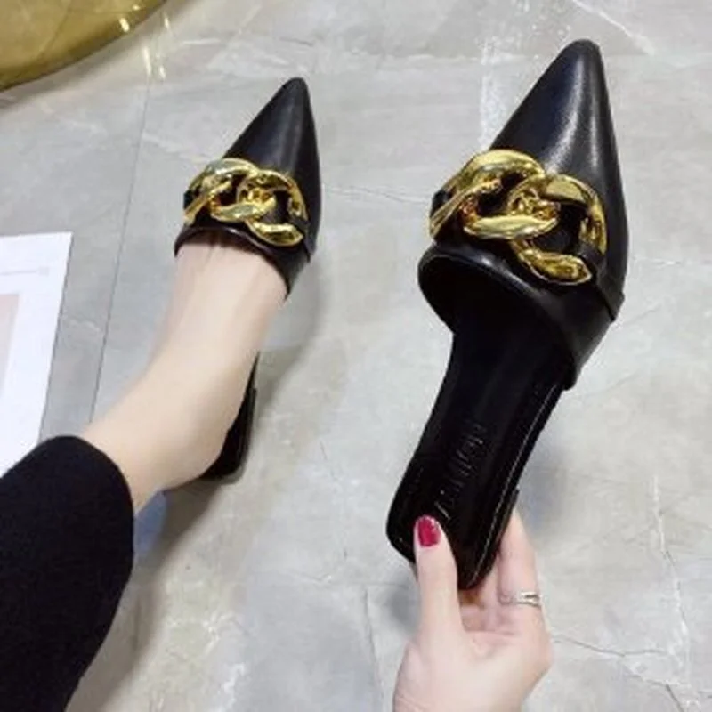 

Baotou slippers women's new all-match fashion pointed toe flat shoes Baotou half slippers casual outdoor large size sandals35-42