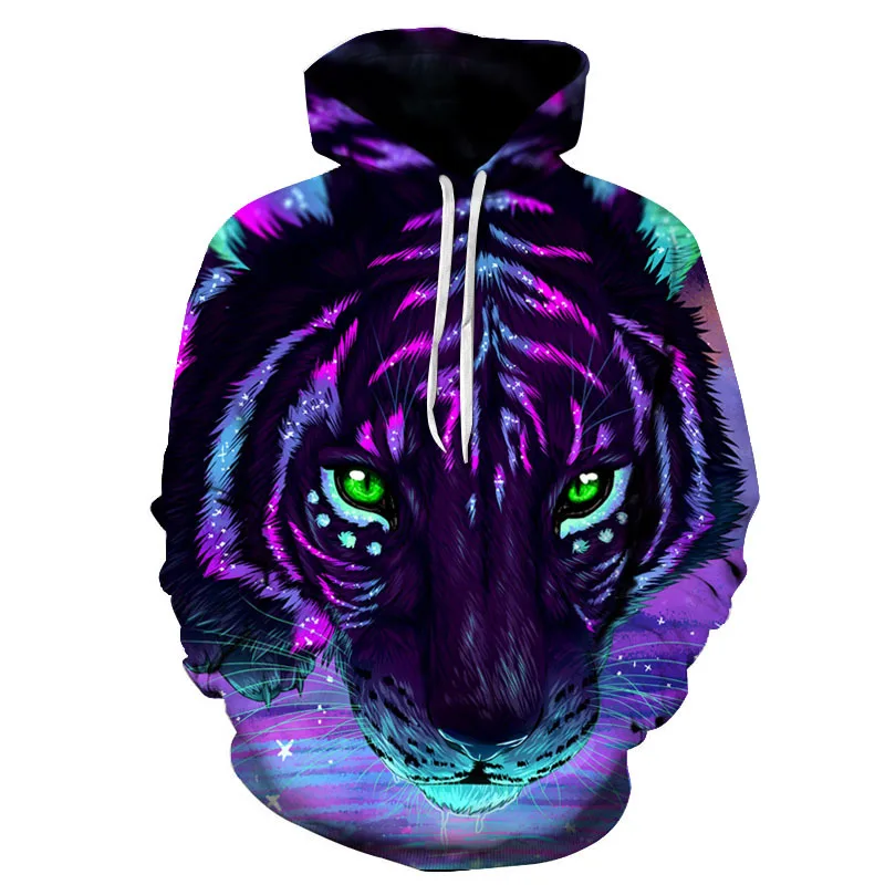 Fashionable 3D Hoodies glow Tiger Men's Clothing Hooded Animal Sweatshirt Latest Designer Casual Teen Pullover Tops