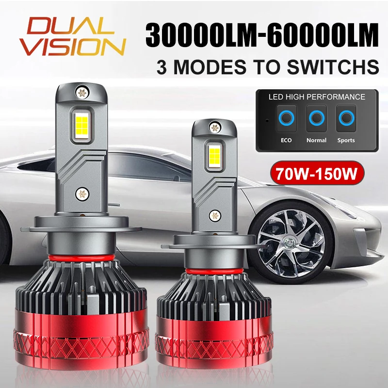 2 шт., светодиодные фары H7 H11 H8 H9 9005 HB3 9006 HB4 9012 HIR2