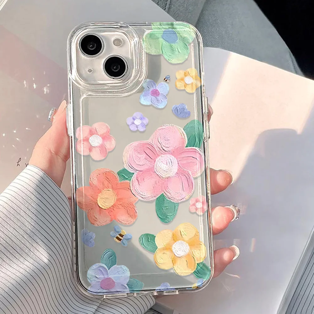 Прозрачный чехол с пастельным цветочным принтом для iPhone 17, 13, 11, 12, 14, 16, 15 Pro Max, XS, XR, X, 7, 8 Plus, SE, 17 Air – силиконовый, противоударный, мягкий чехол с цветочным узором (art.: 3920d80cdd797) - 3920d80cdd797