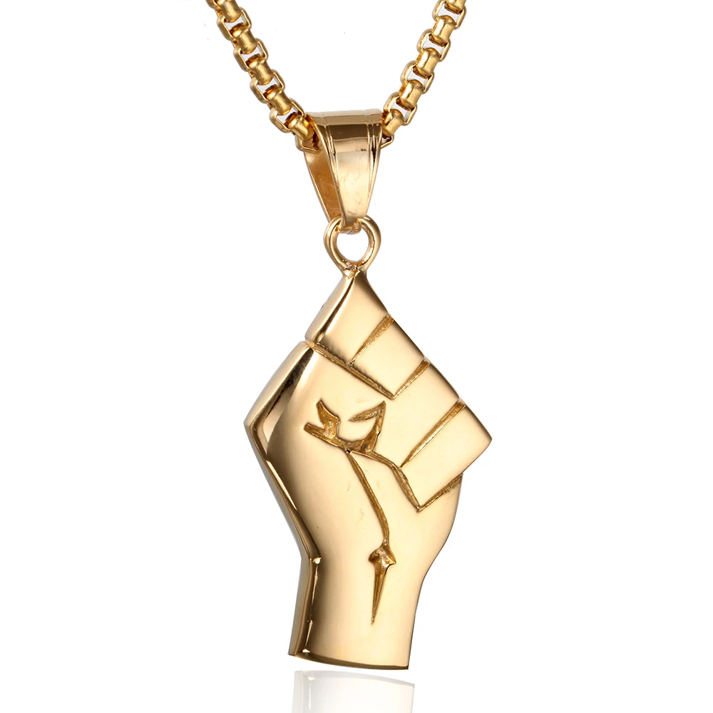 

African Fist Symbol Pendant Necklaces Gold Color Black Lives Matter Jewelry for Women Girls Africa Cultural Chain
