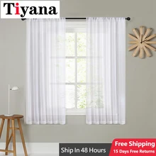 Tiyana 짧은 커튼 흰색, 거실 주방 얇은 커튼, 문 웨딩 파티 배경 장식