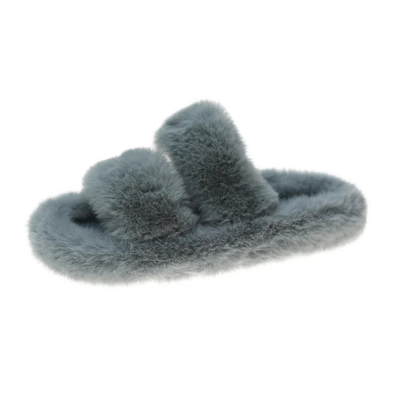 2022 winter keep warm women fur furry slippers for home fluffy soft indoor slides thick flats heel non slip indoor house shoes free global shipping