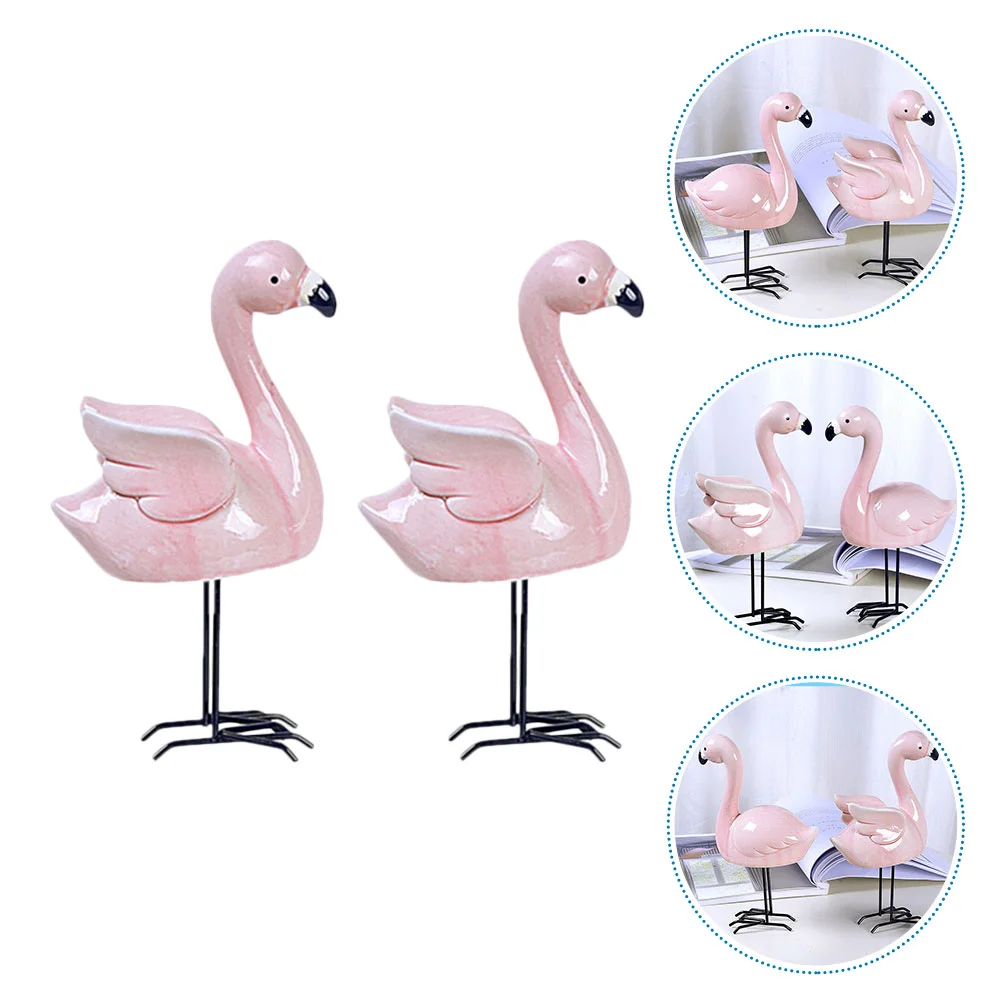 

2Pcs Figurine Pretty Ornament Ceramic Ornament Decoration for Gift