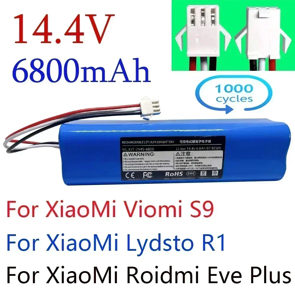 Аккумулятор для робота-пылесоса XiaoMi Viomi S9 Lydsto R1 Roidmi Eve Plus с емкостью 12800 мАч