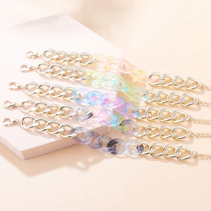 Colorful Acrylic Thick Link Chain Bracelets For Women Fashion  Bohemian Multi Color Resin Chain Bracelets Jewelry Accessorie