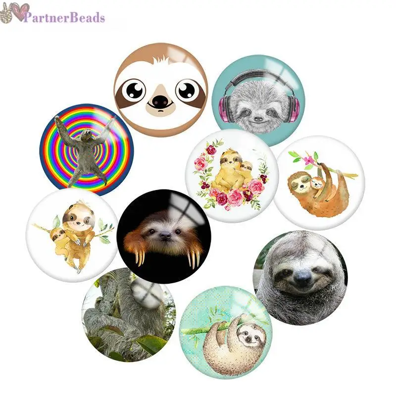 

Sloth Round Photo Glass Cabochon Demo Flat Back Making Findings 20mm Snap Button N3111