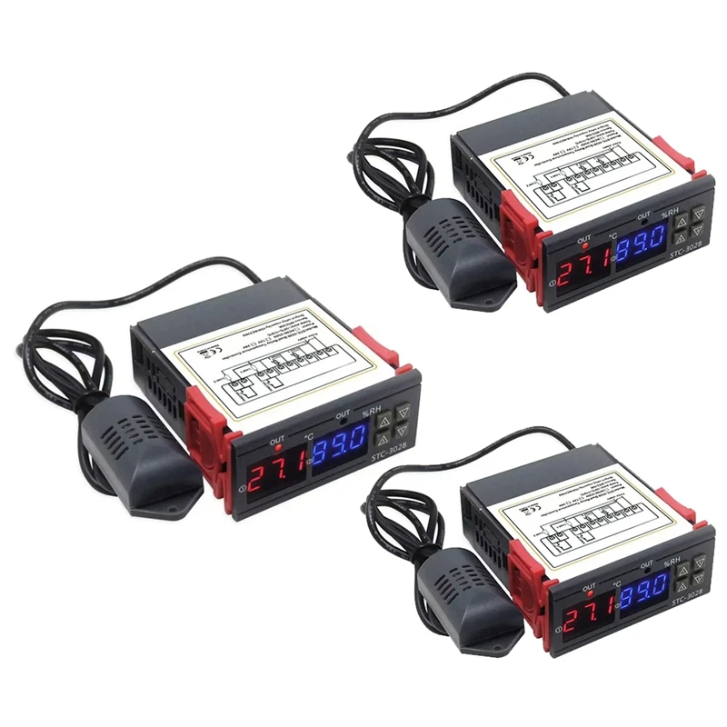 STC-3028 цифровой термостат термометр гигрометр регулятор температуры и влажности 12