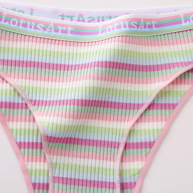 WarmSteps Cotton Women's Panties Hot Sale Striped Underwear Female Breathable Briefs Sexy Lingerie Sports Comfortable Underpants