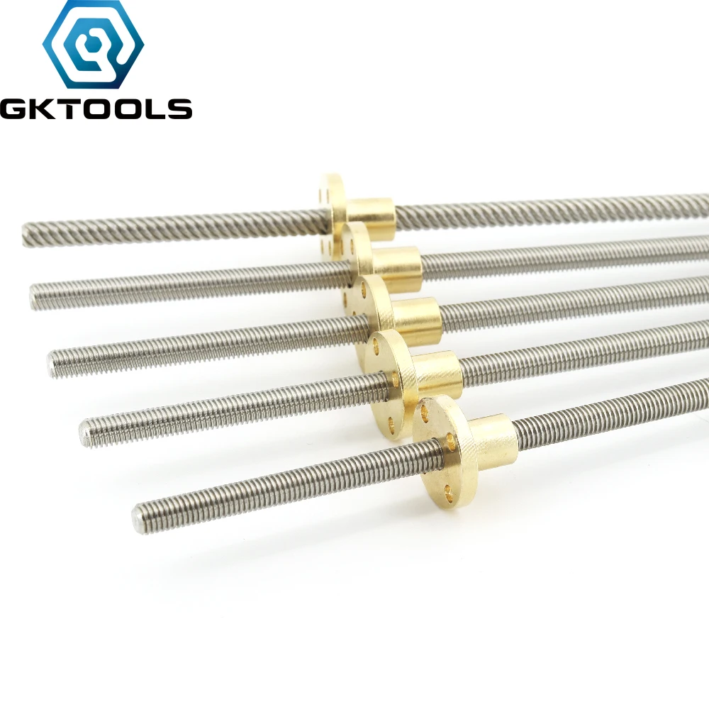 304 нержавеющая сталь винт T8 длиной 750 мм с ведущим 1мм 2мм 4мм 8мм 14мм трапецеидальным шпинделем 1шт с латунной гайкой на.