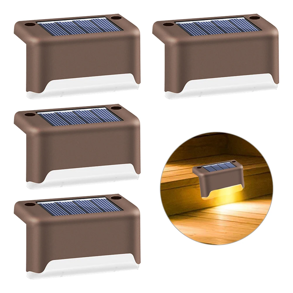 

4pcs Pathway Porch Led Step Bright ABS Garden Solar Deck Light Home Decor Outdoor Waterproof Yard Patio Fence Lamp Safety