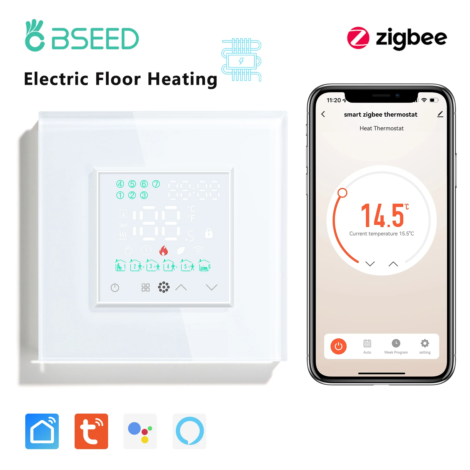 

Термостат для теплого пола BSEED Zigbee